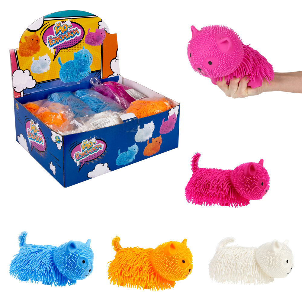 Игрушка-антистресс для рук 1toy Йо-Ёжики, "Кот" 20 см, 4 цвета в ассортименте