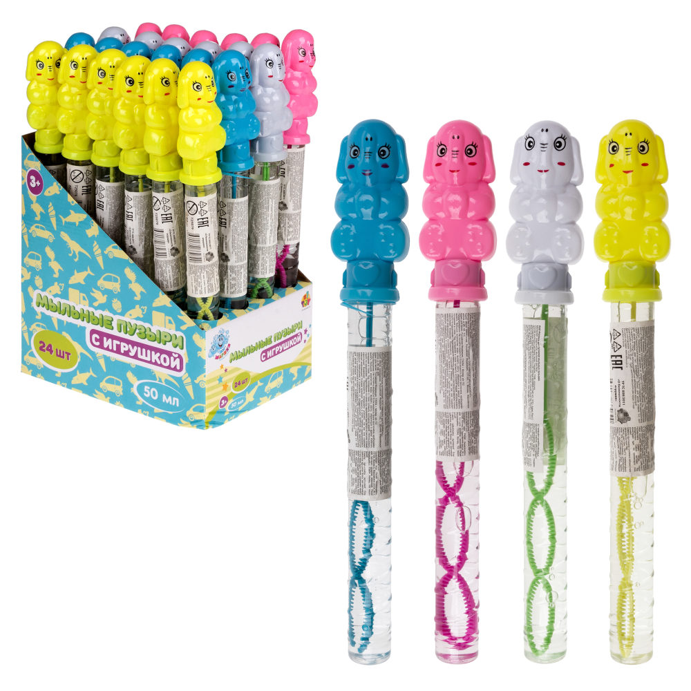 Мыльные пузыри Мы-шарики! 1TOY с игрушкой Слон, 50 мл
