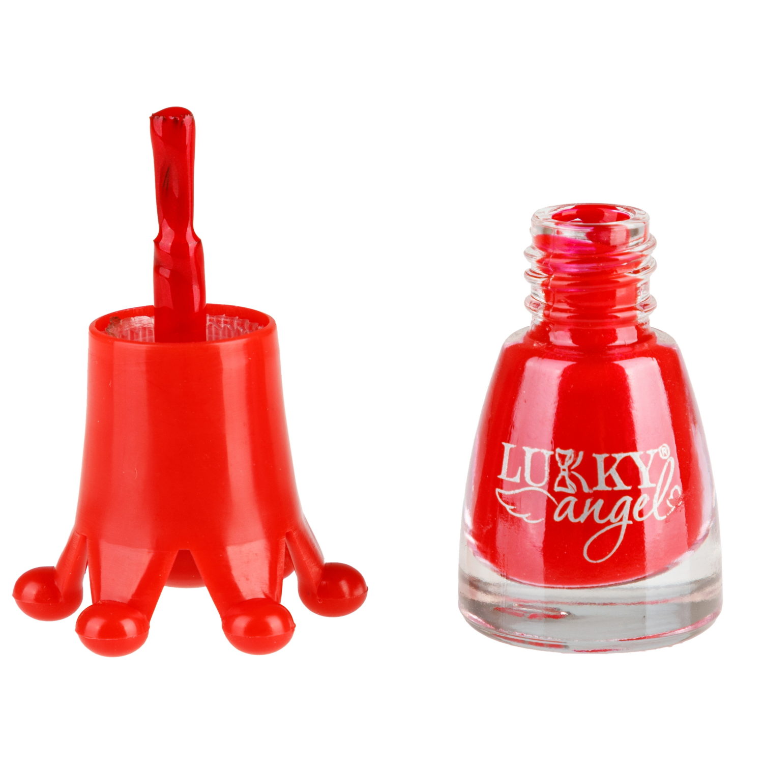 Lukky Angel Лак для ногтей, смываемый водой, цвет красный перламутр, с ароматом клубники,  5 ml, блистер