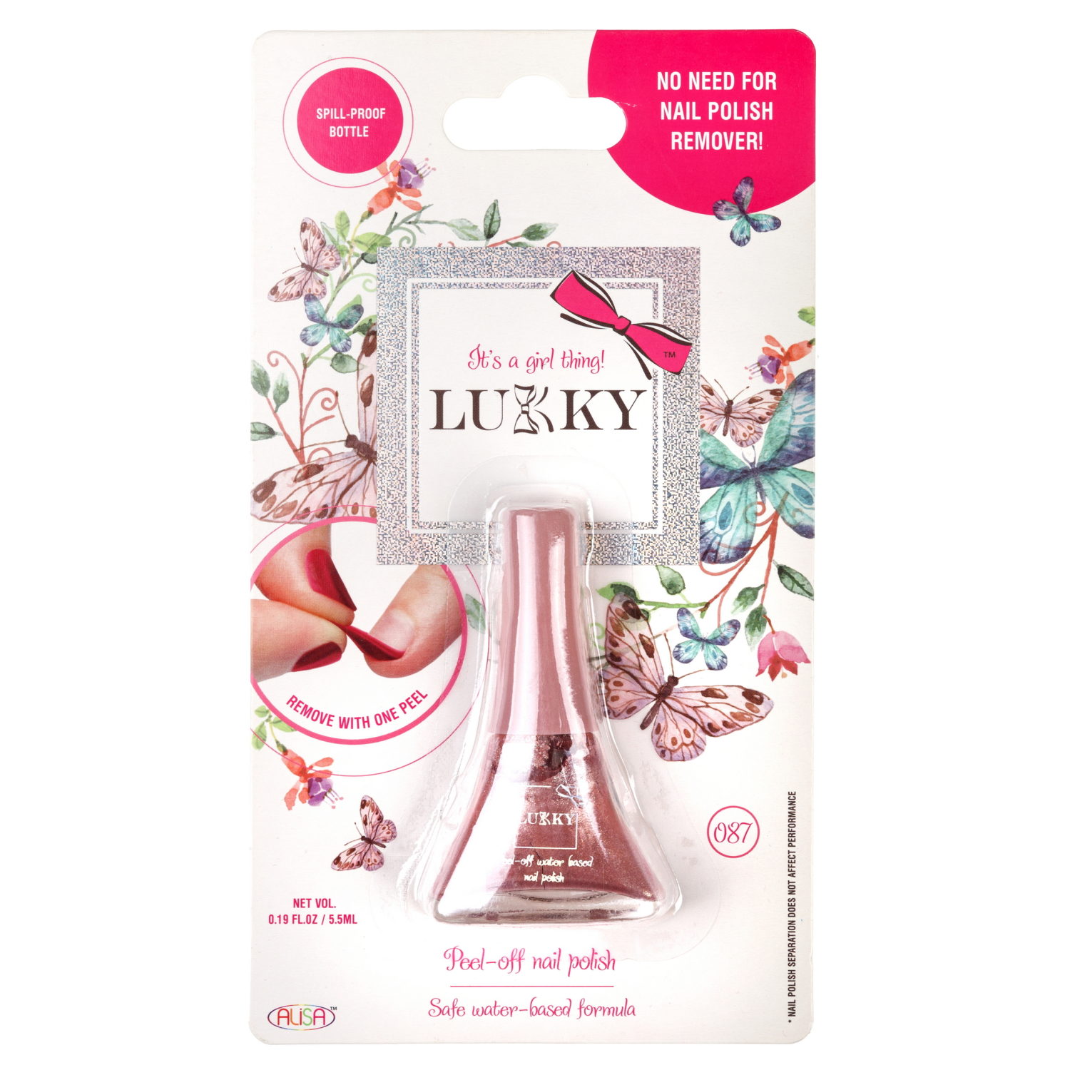 Лак Lukky цвет 087 Розово-Перламутровый Металлик , блистер