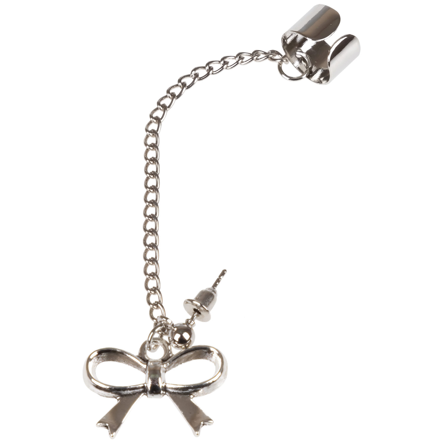 Серьга-кафф с цепочкой на одно ухо Lukky Fashion "Бантик"