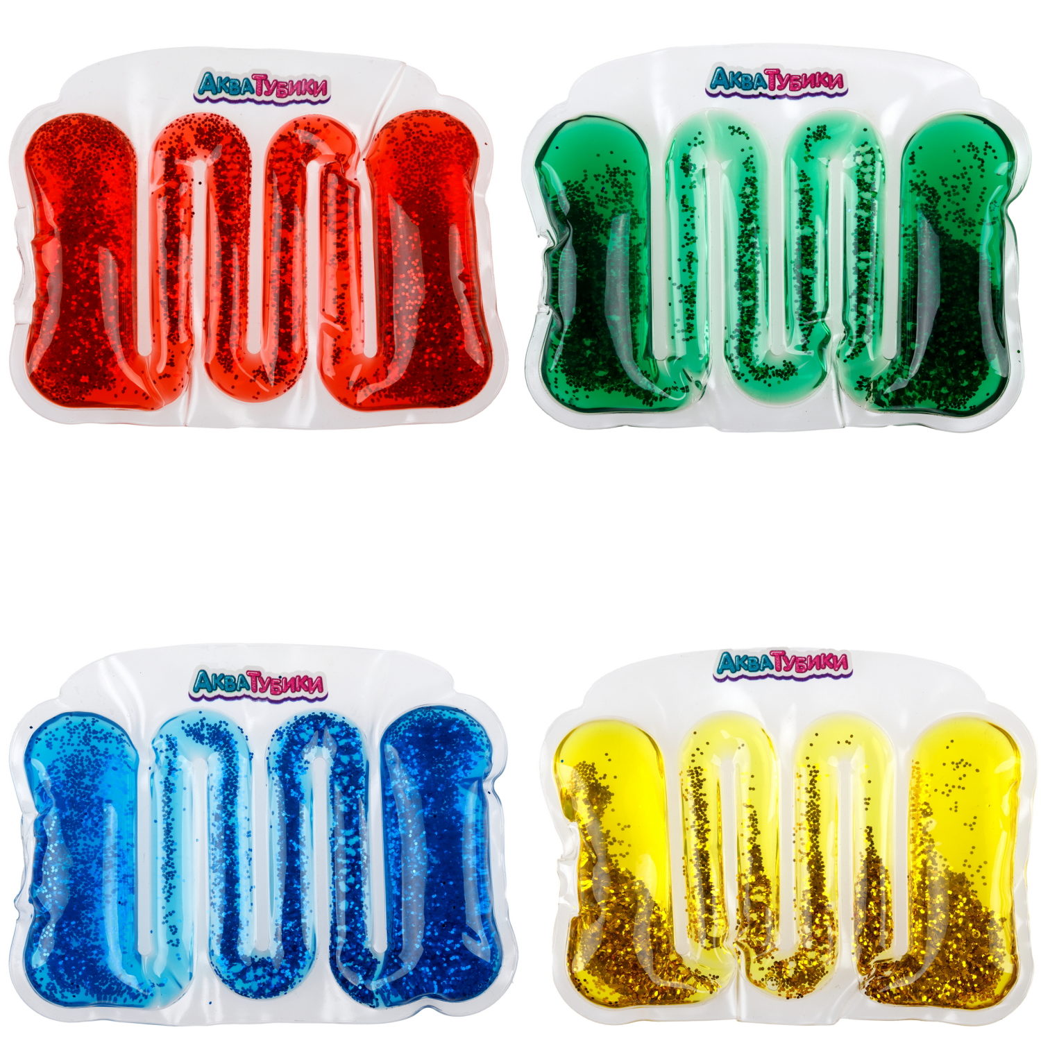 Акватубики переливайка 1TOY «Салют» скользун с водой внутри, антистресс для рук, жмякалка, 4 цвета в ассортименте
