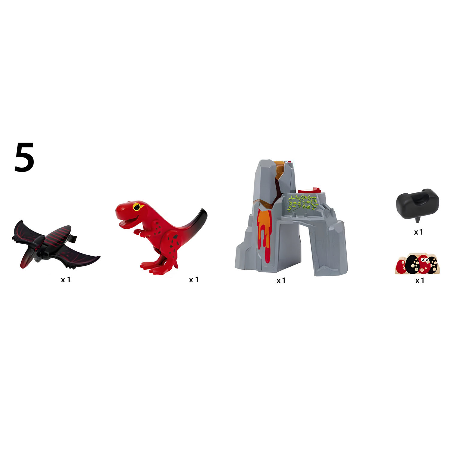 Динозавр и извергающийся вулкан BRIO со светом, звуком, паром, для деревянной железной дороги