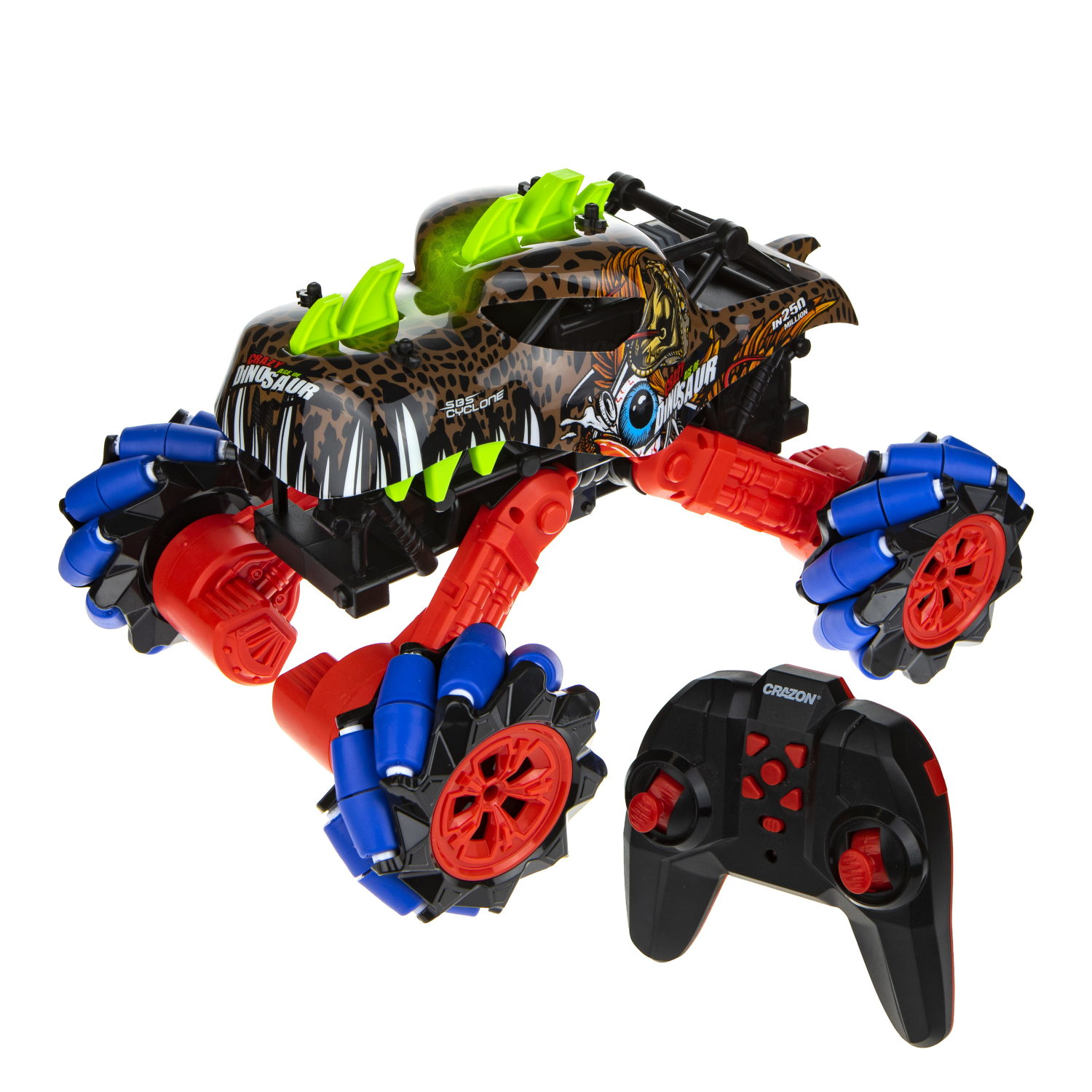 Машинка на пульте управления 1TOY Драйв, Монстр-трак Динозавр, коричнево-салатовый