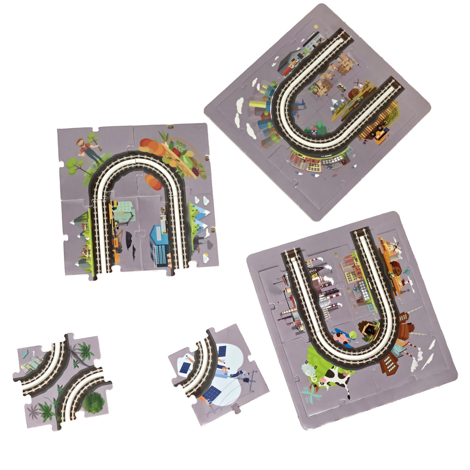 Игровой набор 1TOY Пазл-трек "Железная дорога" с поездом, 36 деталей