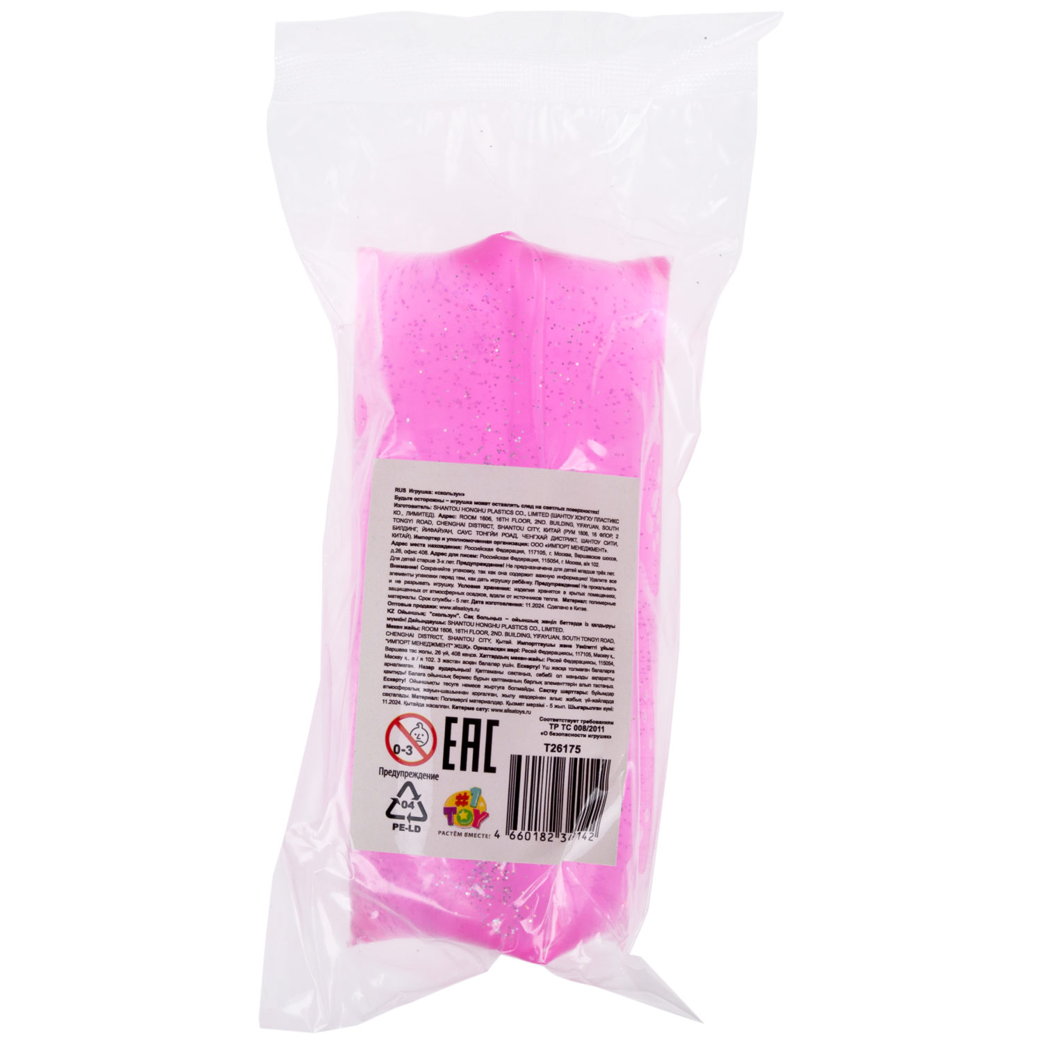 Скользун с блестками 1TOY,13х5 см, 4 цвета в ассортименте