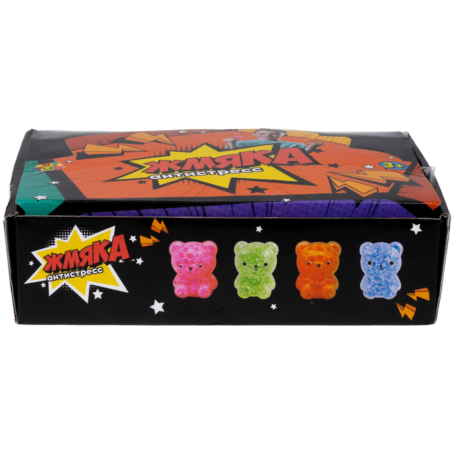 1toy Жмяка, "Медвежонок" с мелкими шариками 6х4,5х5 см, 4 вида в ассортименте