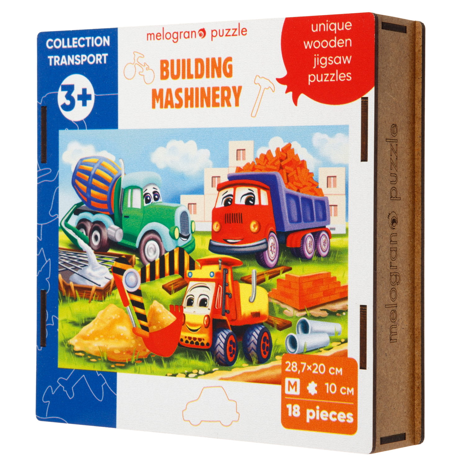 Деревянные пазлы Collection Transport Строительная техника, 18 деталей