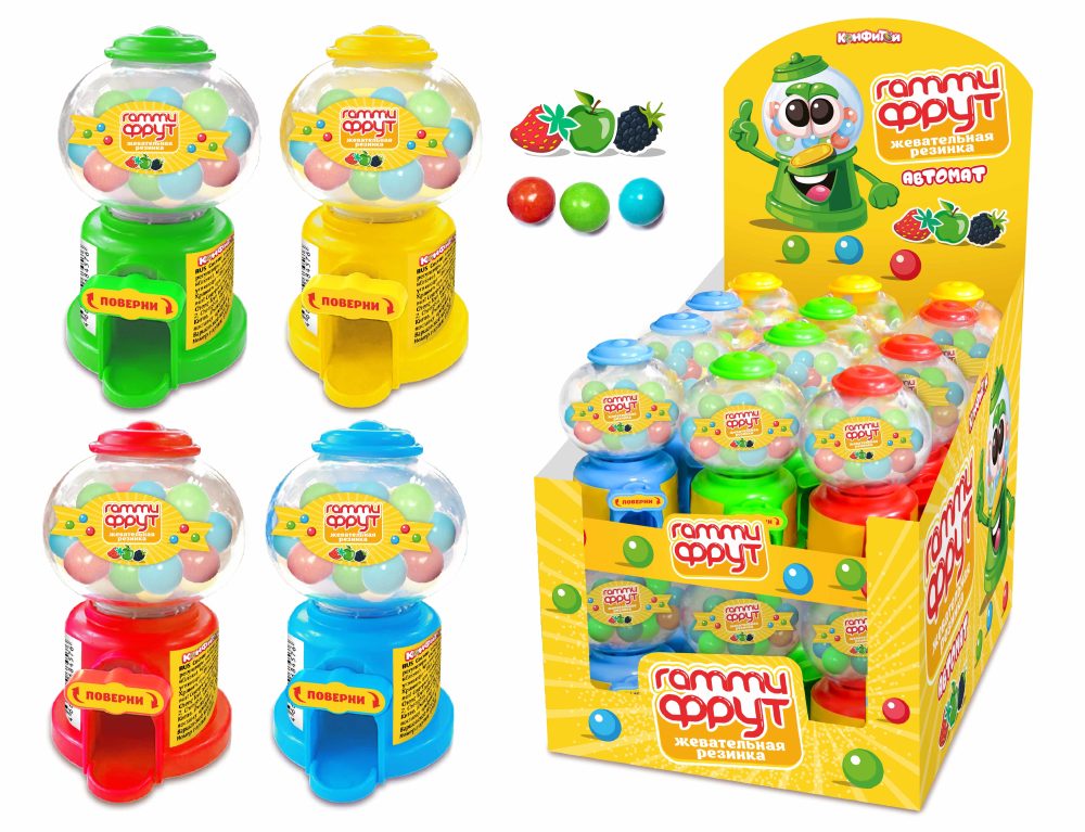 ГАММИ ФРУТ Автомат с жевательной резинкой, блок 24 шт. (30г х 24 х 8)