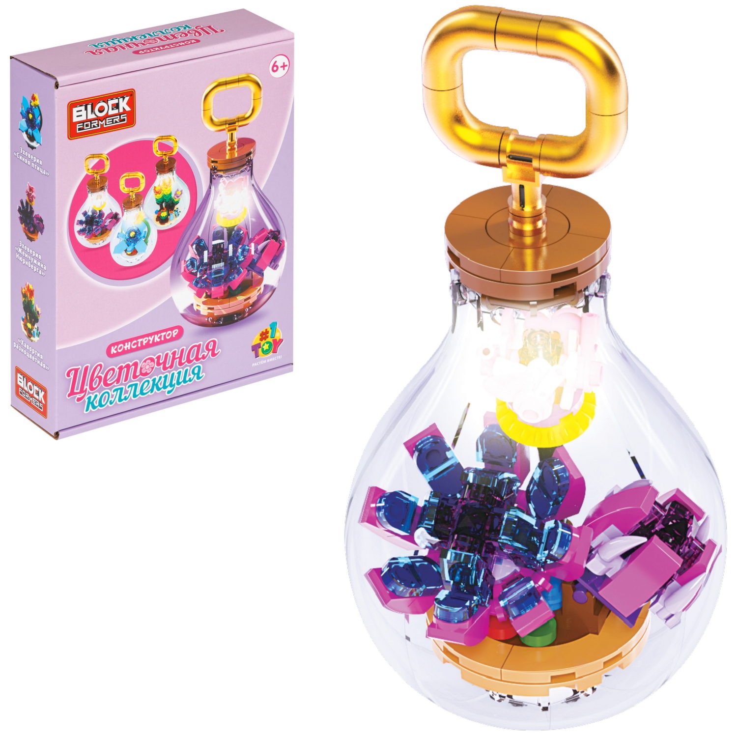 Конструктор 1TOY Blockformers Цветочная коллекция "Эхеверия Жемчужина Нюрнберга", 138 деталей