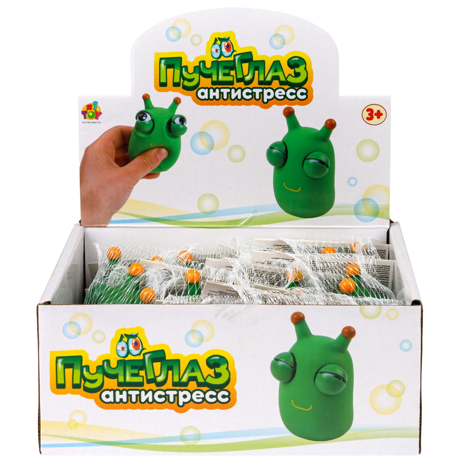 1toy Пучеглаз-антистресс "Улитка" 4,4х4,9х7,3 см, 12 шт. в д/б