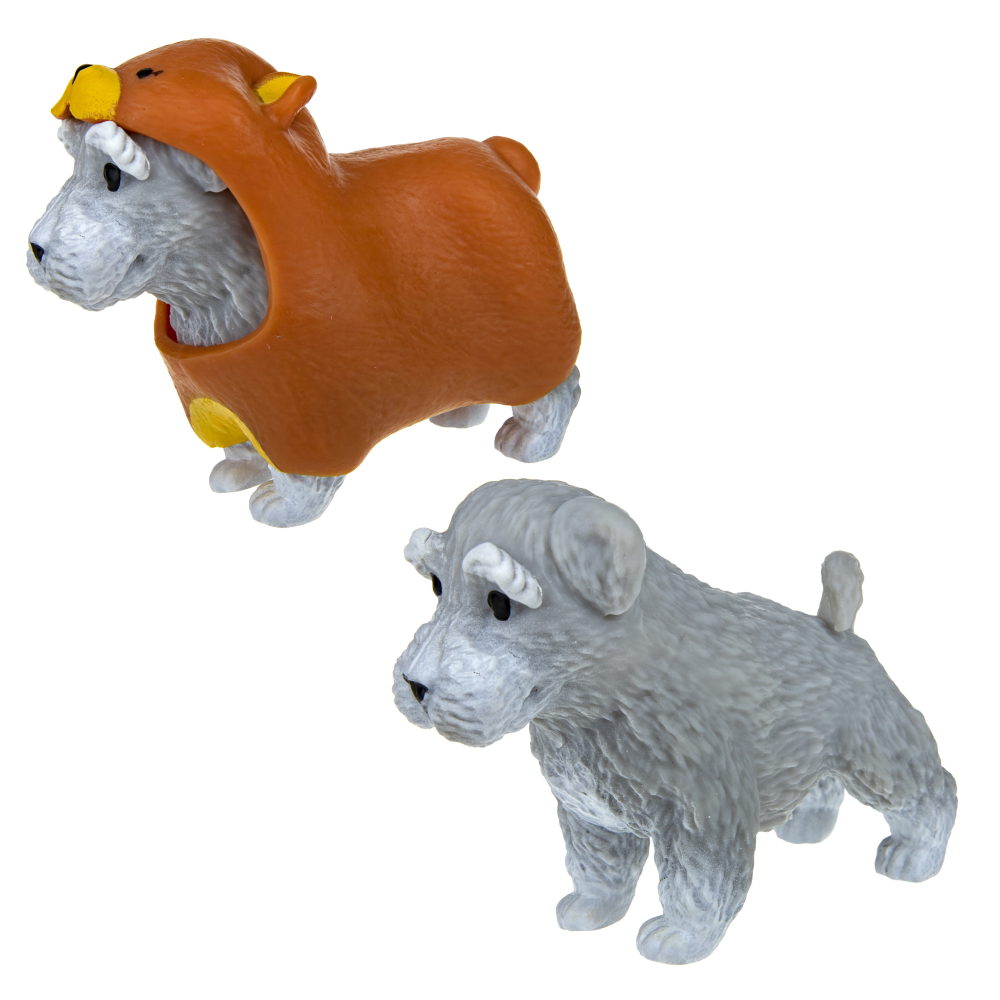 Антистресс игрушка 1TOY Прокачка для собачки серия 2, тянущаяся собачка в костюмчике, тянучка Шнауцер - мишка