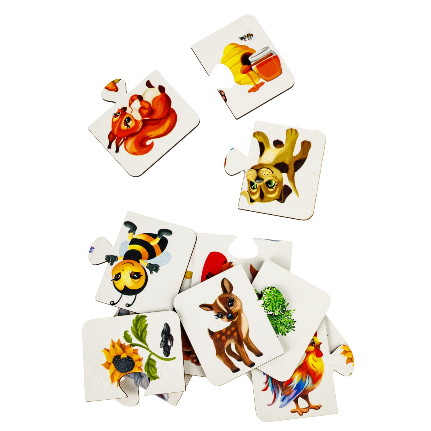 Деревянные пазлы Collection Animals, 7 животных из двух частей, 14 деталей