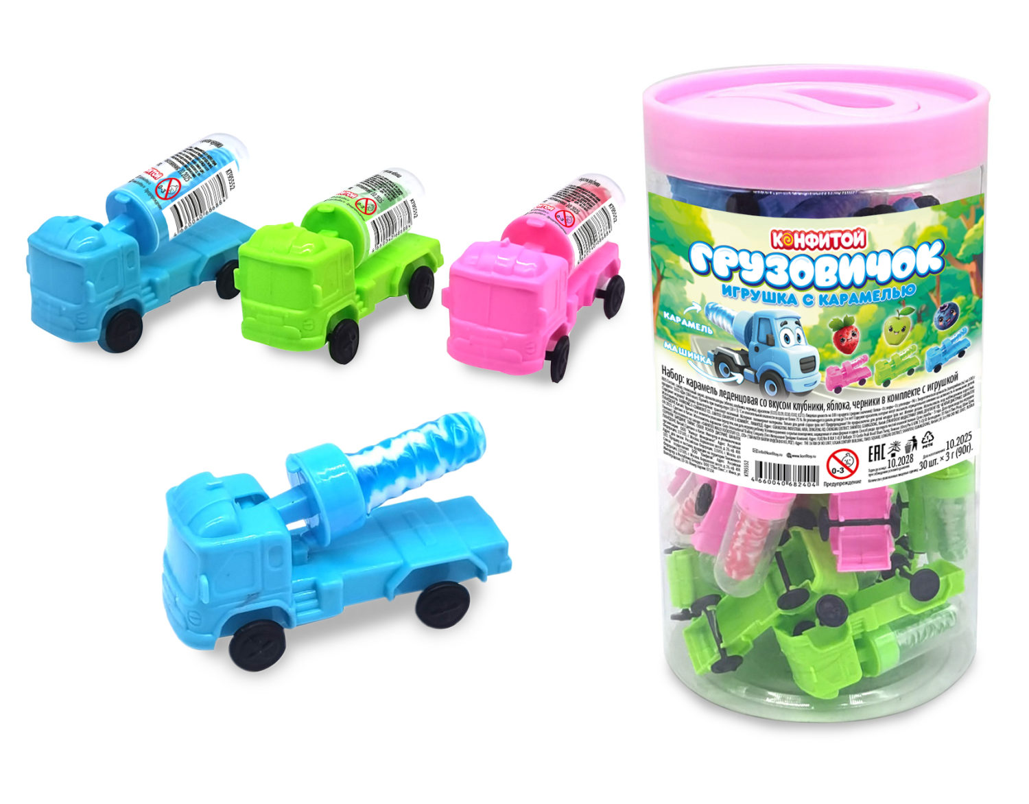 ГРУЗОВИЧОК машинка с карамелью, блок 30 шт. (3г х 30 х 20)