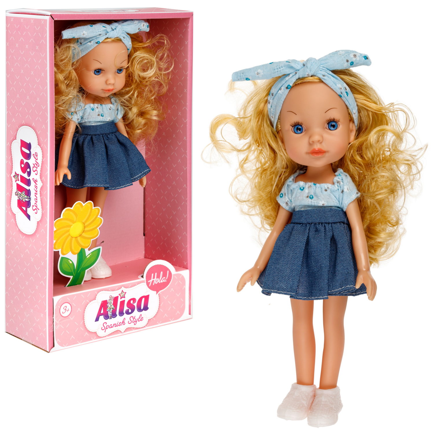 Кукла для девочки 1TOY Alisa испанский стиль, блондинка с длинными волосами, маленькая, 23 см