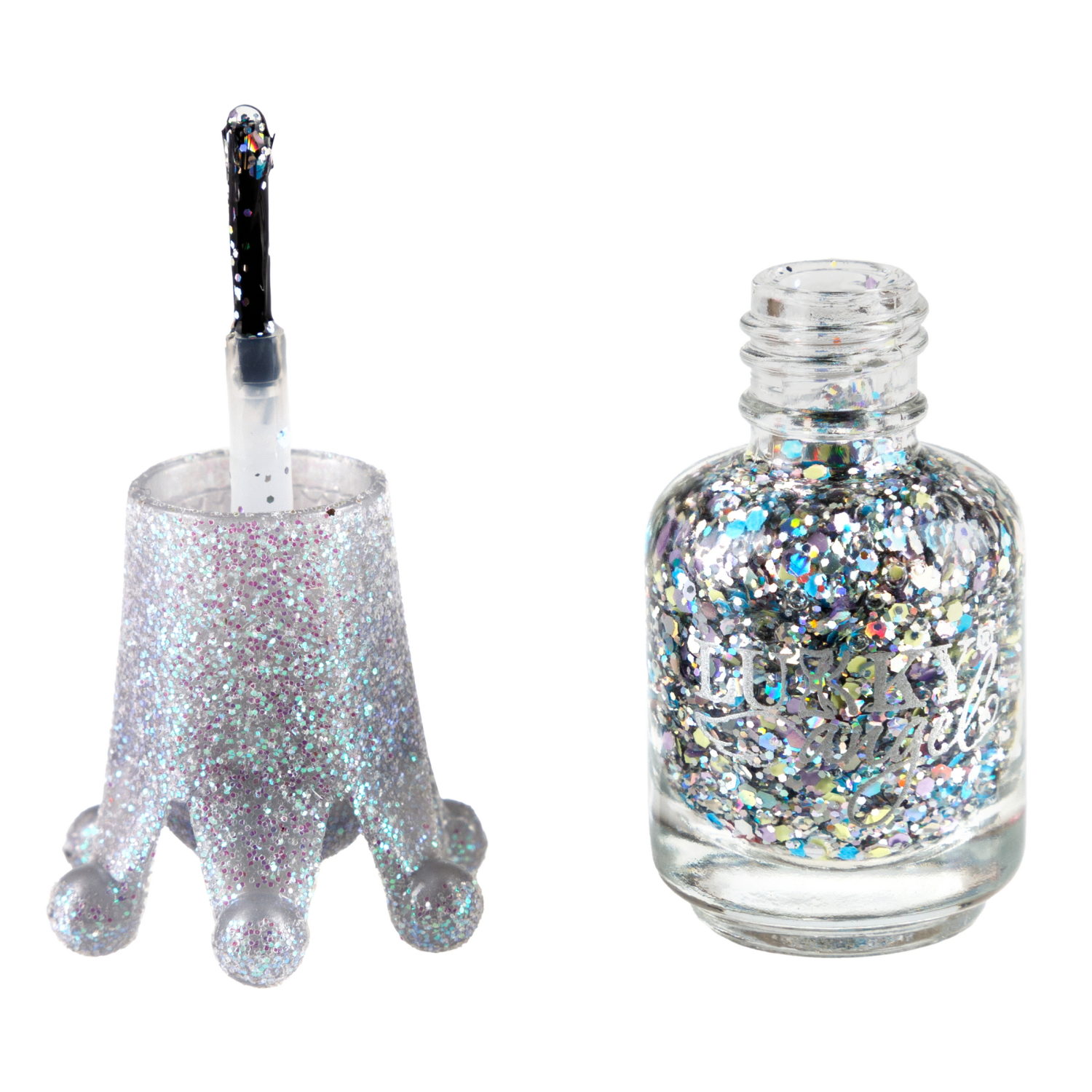 Lukky Angel Лак для ногтей Конфетти, смываемый водой, цвет белый с блестками, с ароматом клубники, 5 ml, блистер