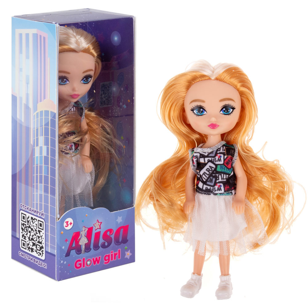 Кукла 1TOY ALISA GLOW GIRL, с разноцветными волосами, 15 см