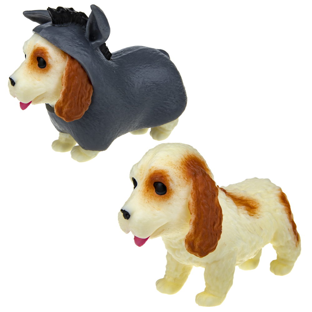 Антистресс игрушка 1TOY Прокачка для собачки серия 2, тянущаяся собачка в костюмчике, тянучка Кокер-спаниель - ослик 