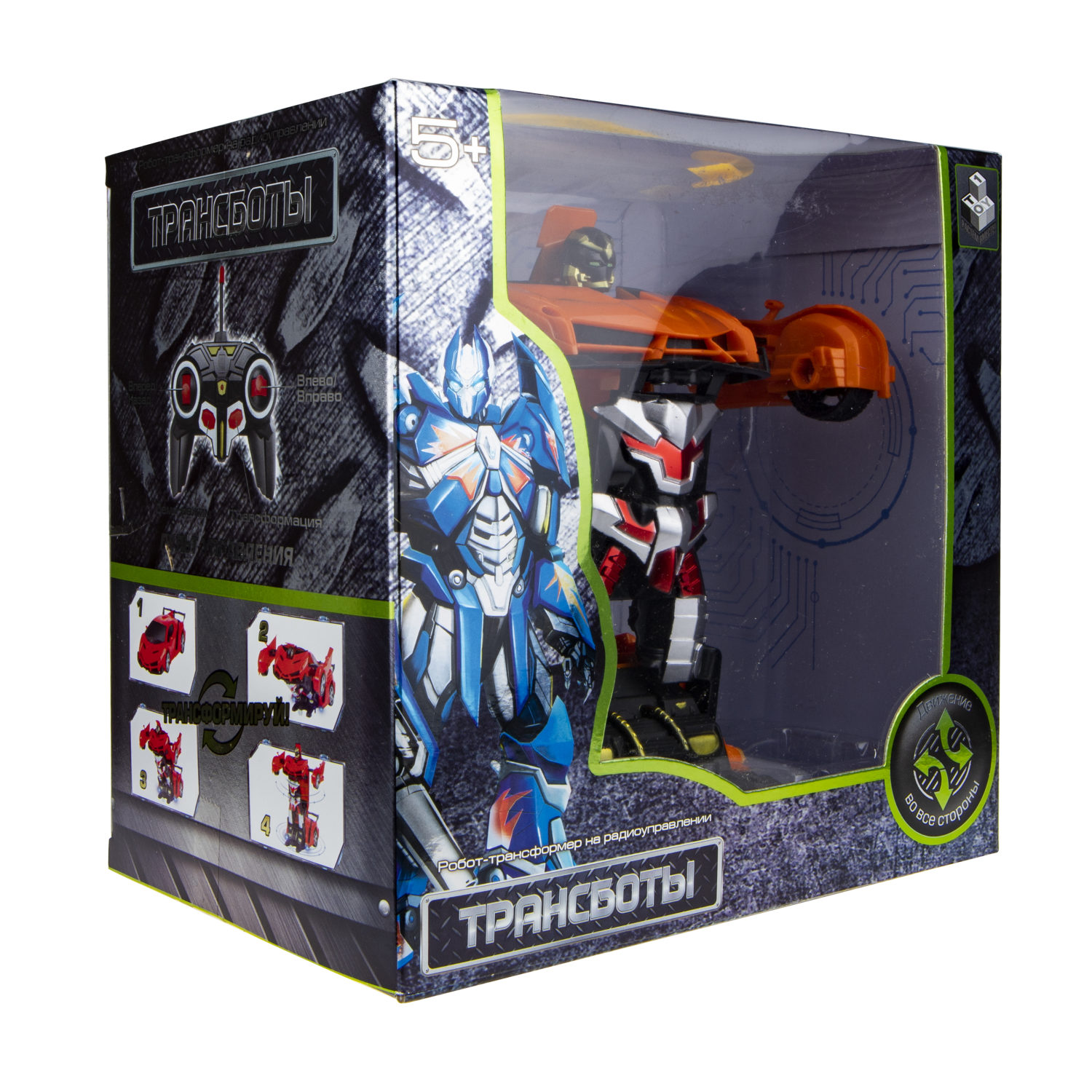 1TOY Трансботы, 1:18 на р/у 27МГц, трансформирующийся в легковую машину 20 см, 2 цвета оранжевый, красный