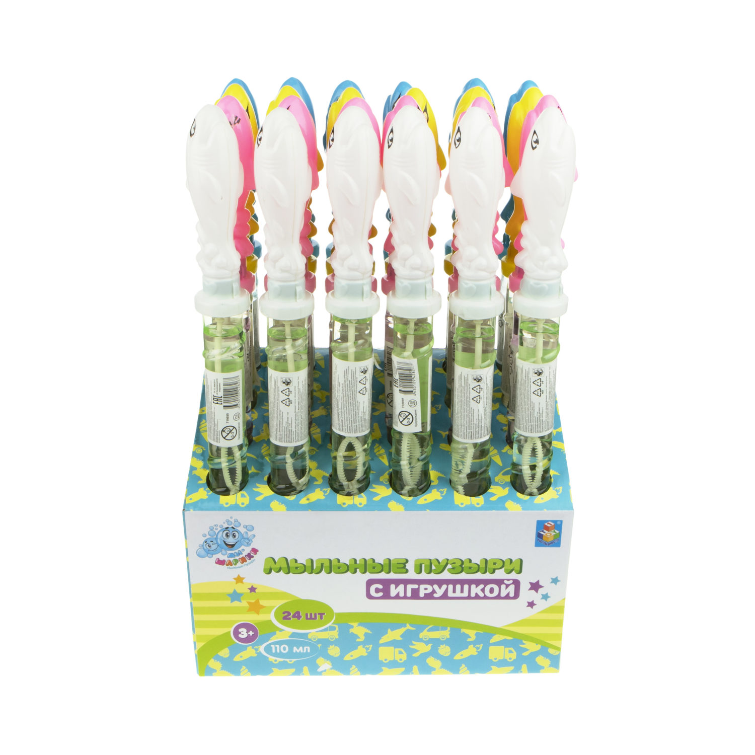 Мыльные пузыри 1TOY Мы-шарики! колба с игрушкой акула 110 мл