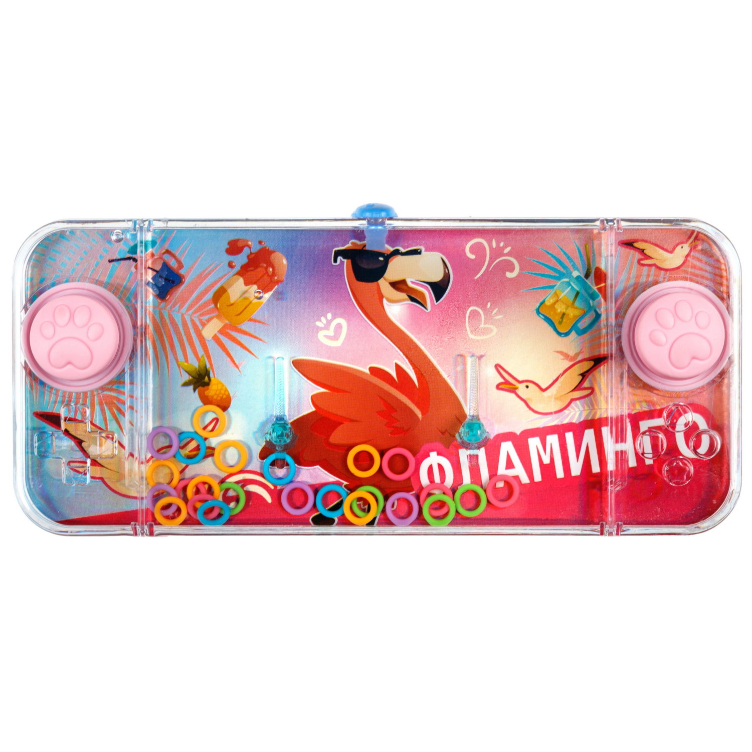 Водный тетрис 1TOY Игра с водой Насади колечки Фламинго, 15,5х7х2 см, 3 вида