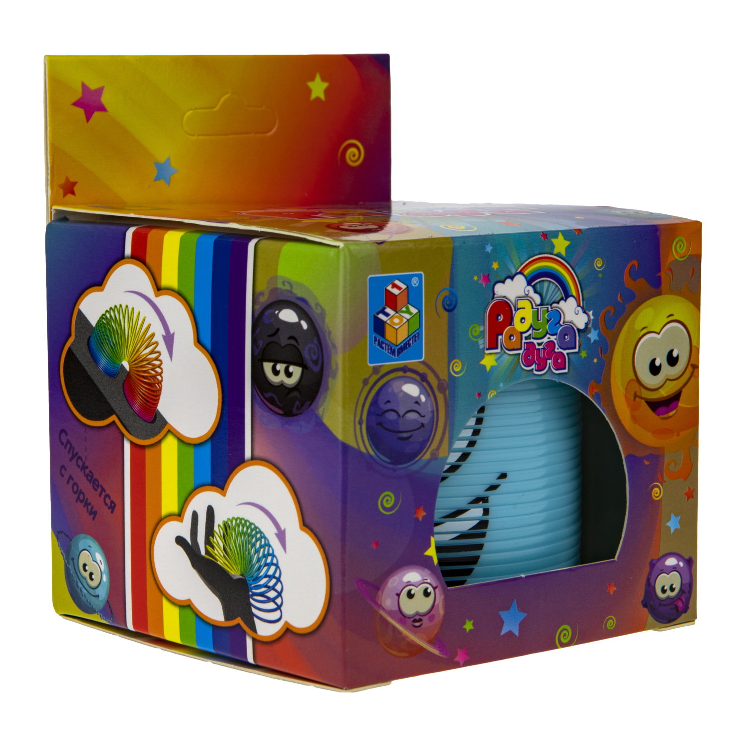 Пружинка радуга 1TOY «Радуга-дуга» Эмоции, 7,5*7,5 см, 6 видов в ассортименте