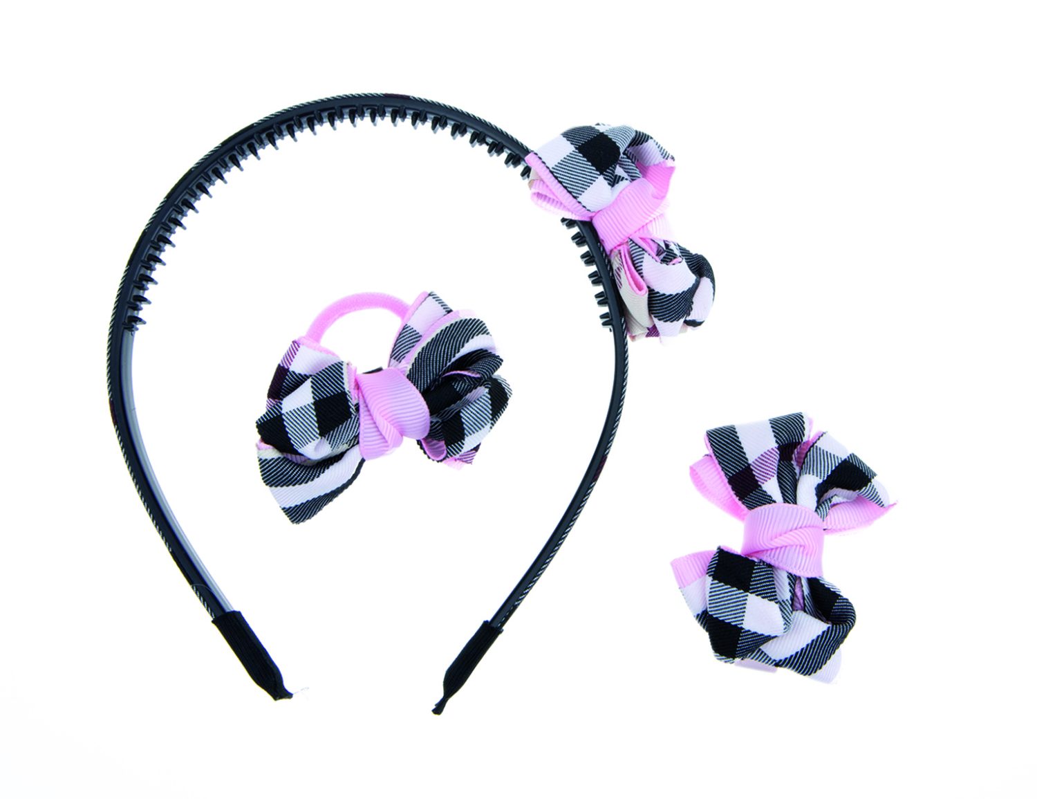 Lukky Fashion набор для волос ободок, резиночка и заколка с бантиками, блистер 15,5х20см