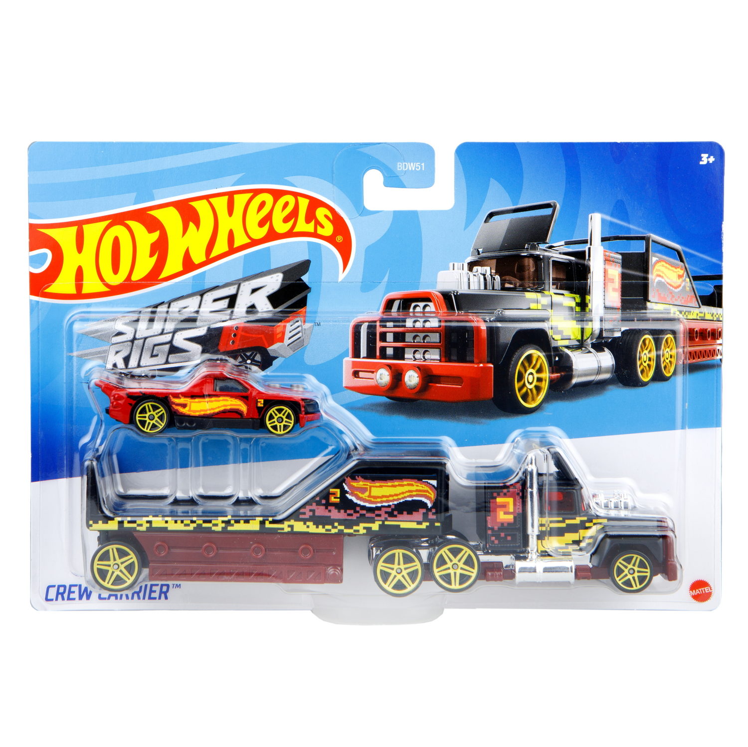 Hot wheels Набор игровой Супергрузовики со спортивными автомобилями "Crew Carrier"