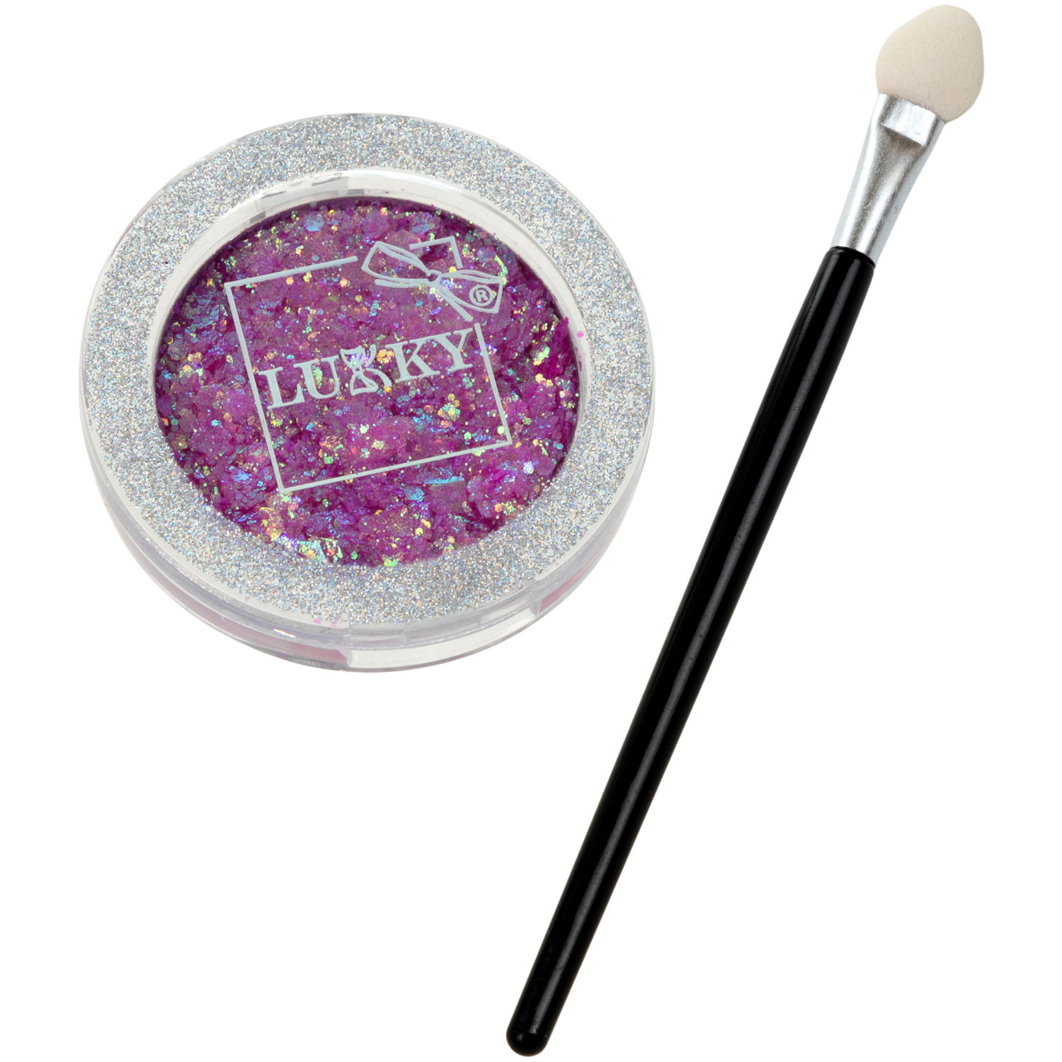 Lukky гель-тени д.век с блёстками и голограф.звёздочками,цвет розовый, с аппликатором,1,7 г,блистер