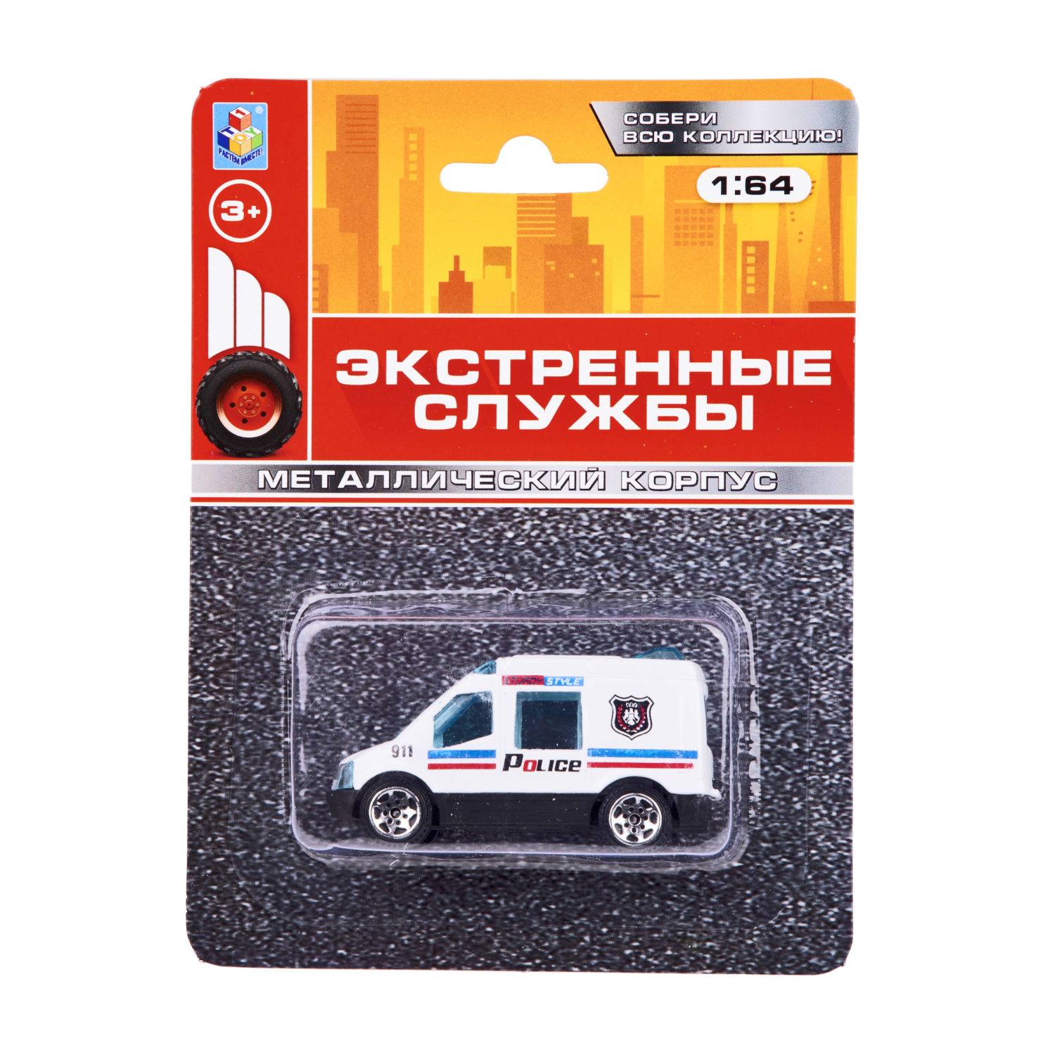 1toy Экстренные службы металлическая машинка 1:64 блистер, в ассорт. 12 шт.