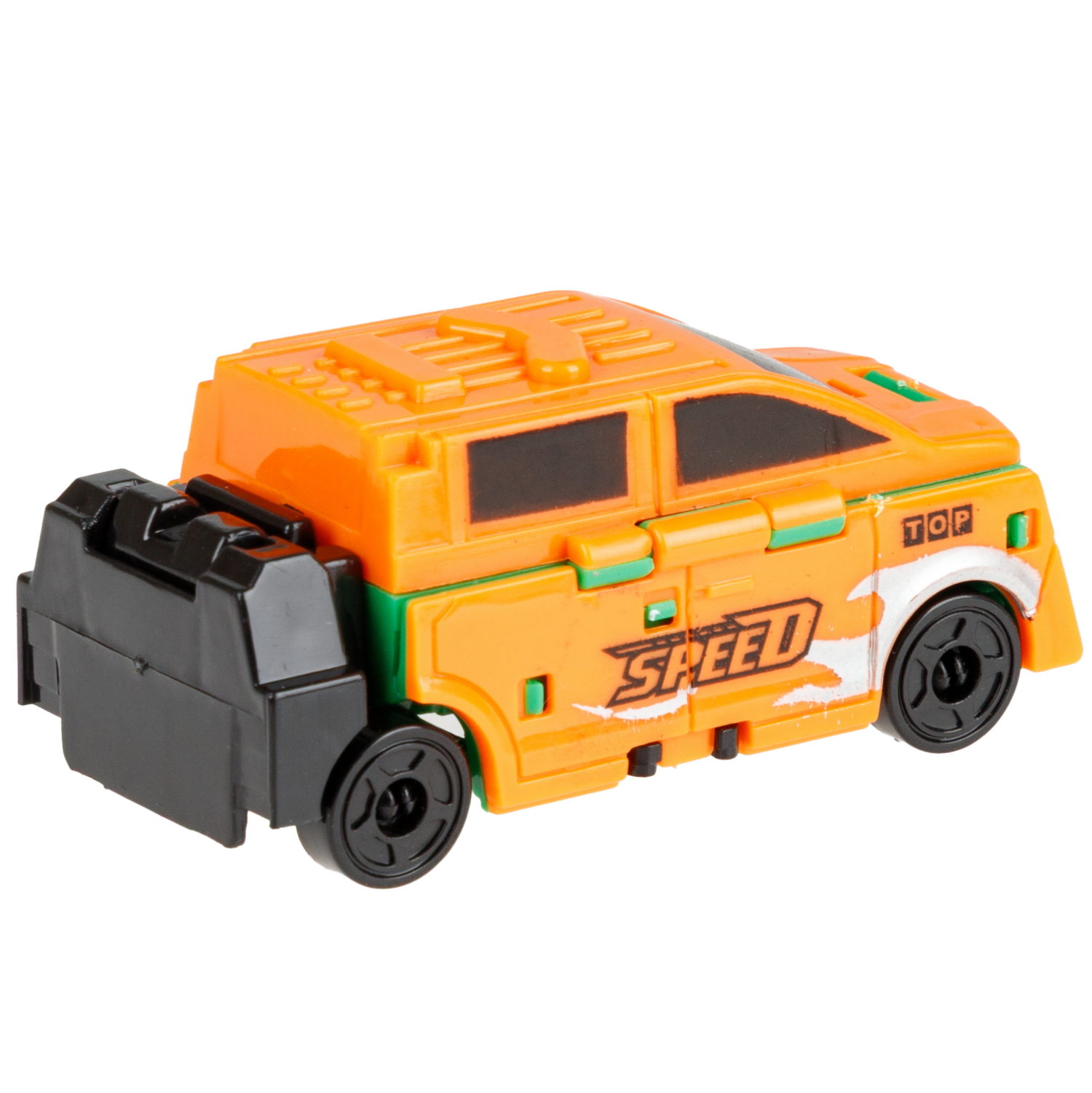 Машинка 2в1 1TOY Transcar Double: хэтчбек, желтый - зеленый, 8 см