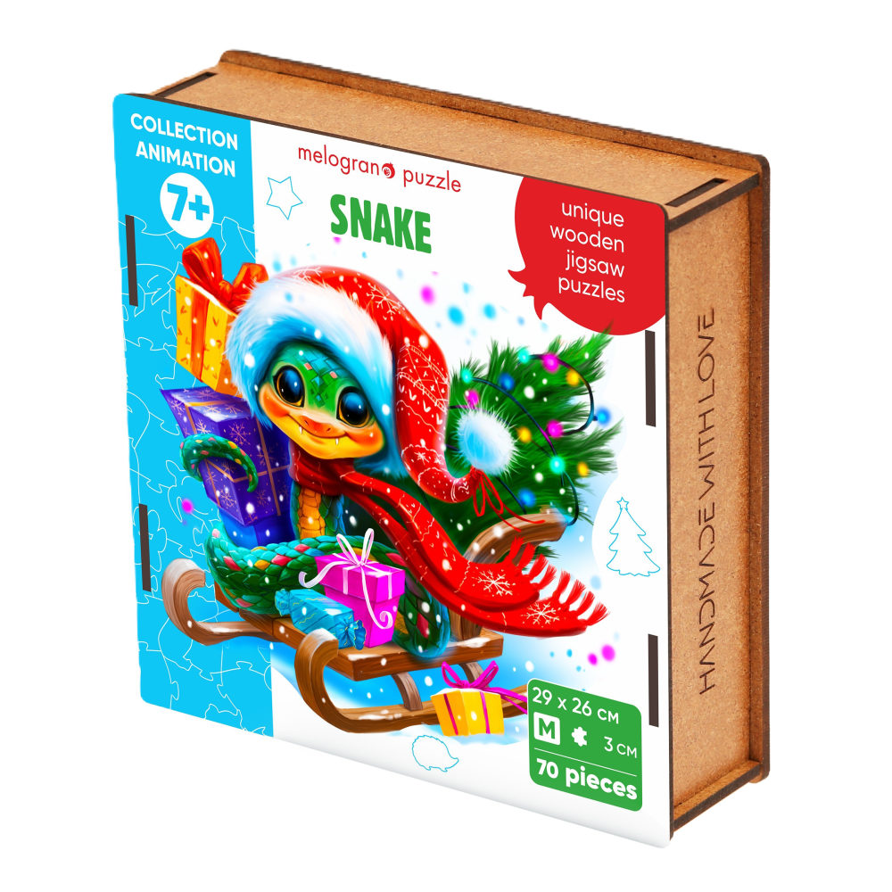 Деревянные пазлы Collection Animation Змея на санках, 70 деталей, 29х26 см, 7+