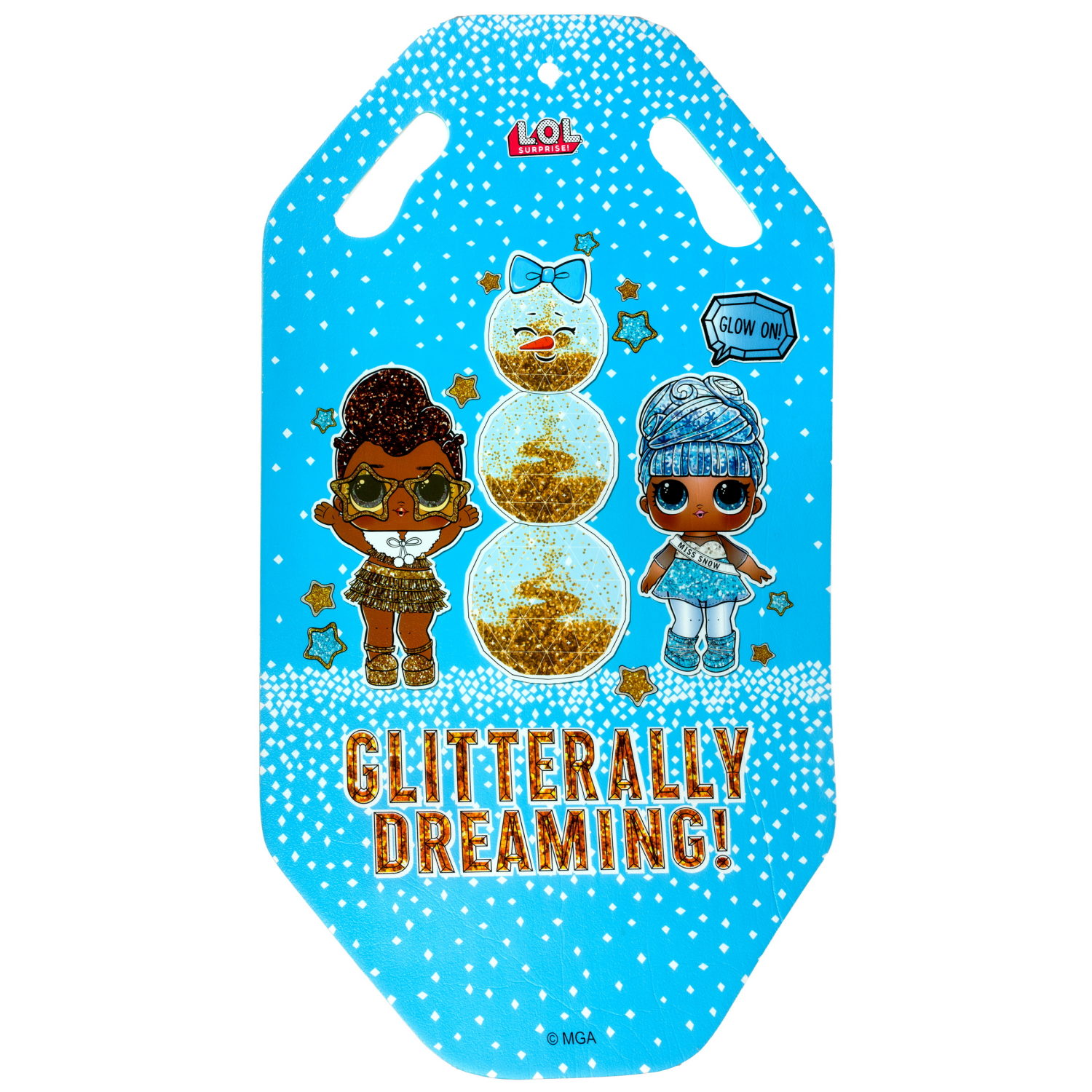 Ледянка большая, прямоугольная, с крепкими ручками, для катания с горки, для девочки 1toy LOL, 92 см