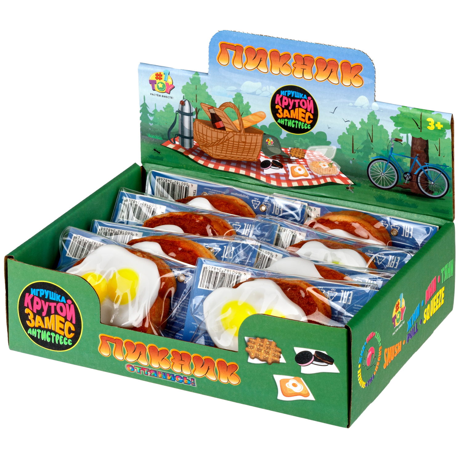 1toy Крутой замес Пикник тост с яичницой, в пак 13*13см, 8 шт в дб