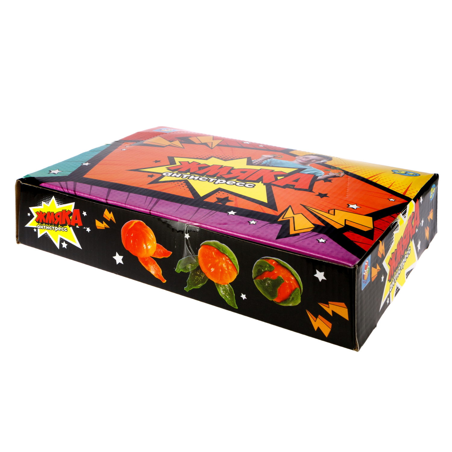 1toy Жмяка-антистресс "Мандарин" 6,5х6,5х5 см, Оранжевый, 12 шт. в д/б