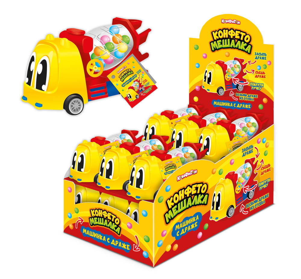 КОНФЕТОМЕШАЛКА машинка с драже, блок 12 шт. (5г х 12 х 12)