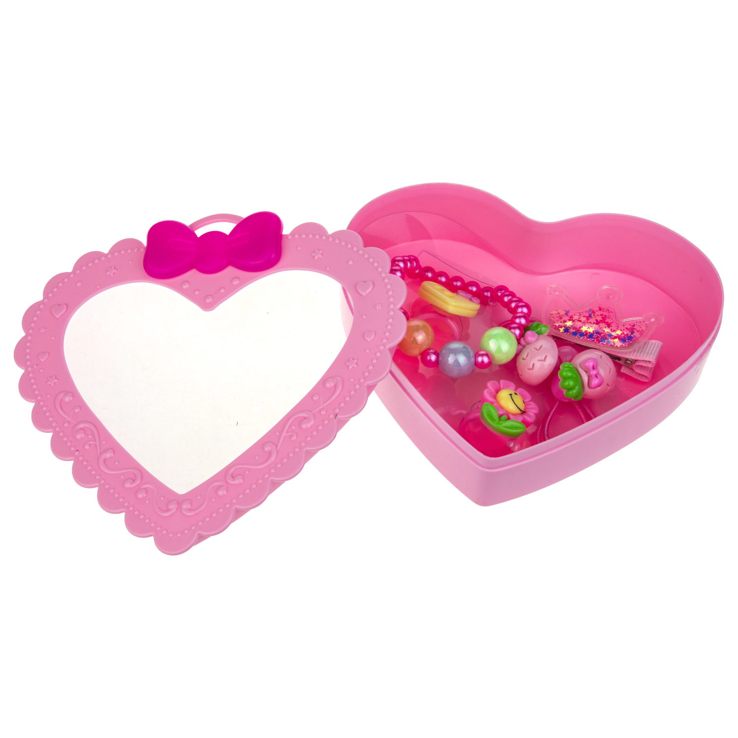 Набор украшений для девочки в шкатулке 1TOY Sweet heart Bijou: 2 колечка, браслет, заколочка, 2 резинки