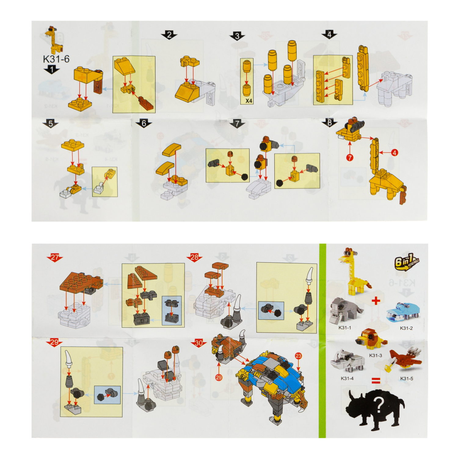 Конструктор 1TOY Blockformers "Саванна",  6 видов, из 6 шт. собирается большой буйвол, 1 шт.