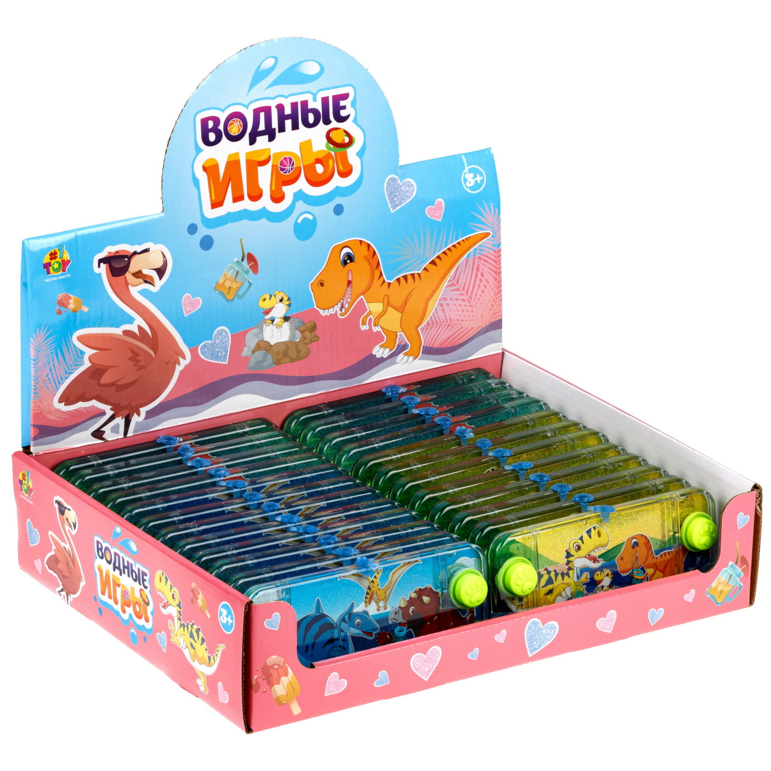 Водный тетрис 1TOY Игра с водой Насади колечки Динозавры, 15,5х7х2 см, 3 вида