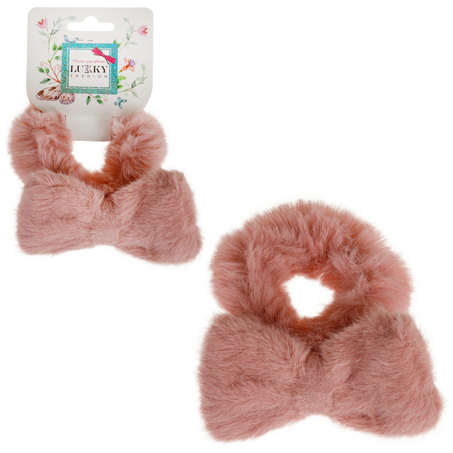 Lukky Fashion резинка д.волос плюш Бантик, 2 цв.микс