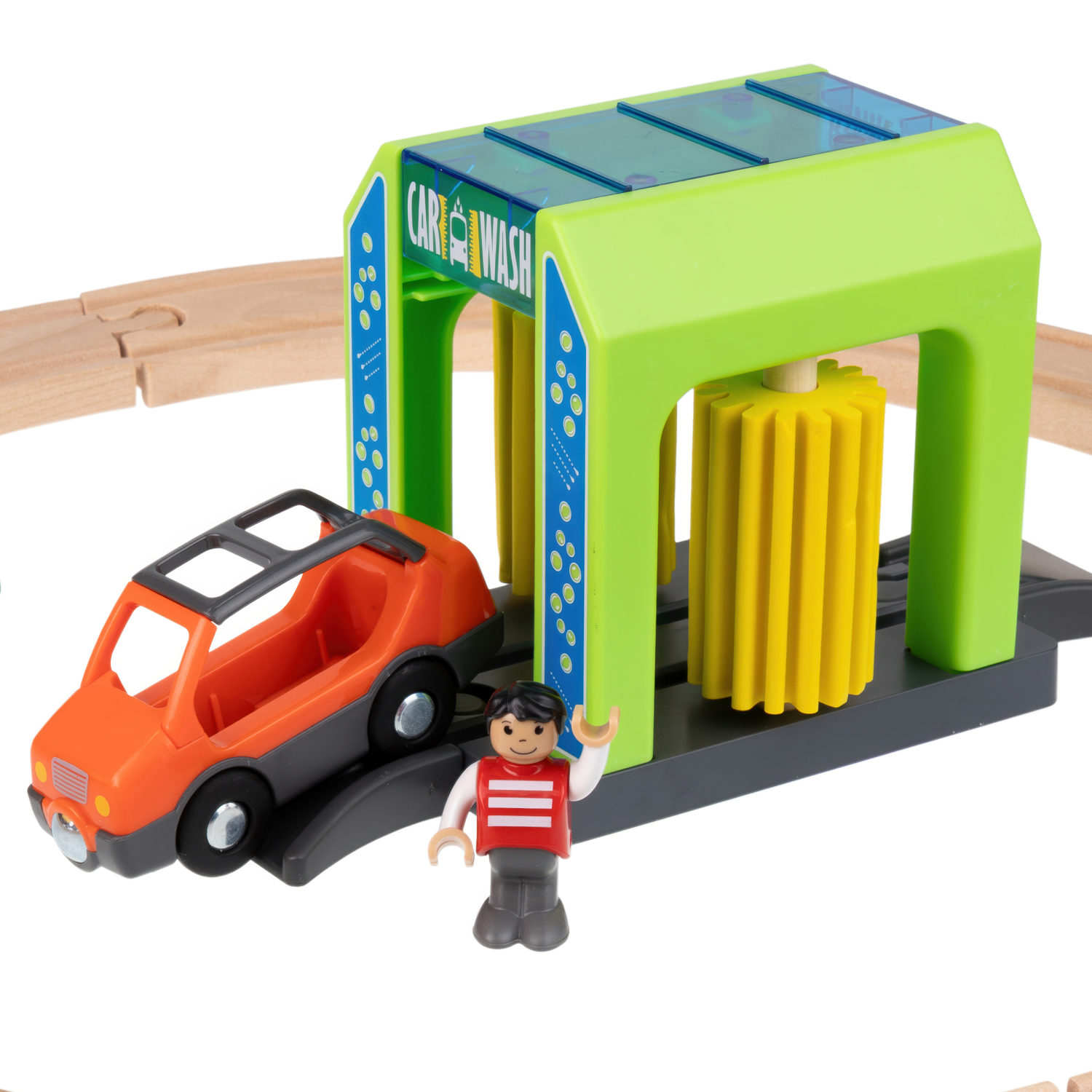 Деревянная железная дорога 1TOY GOODOK с электропоездом, 24 элемента