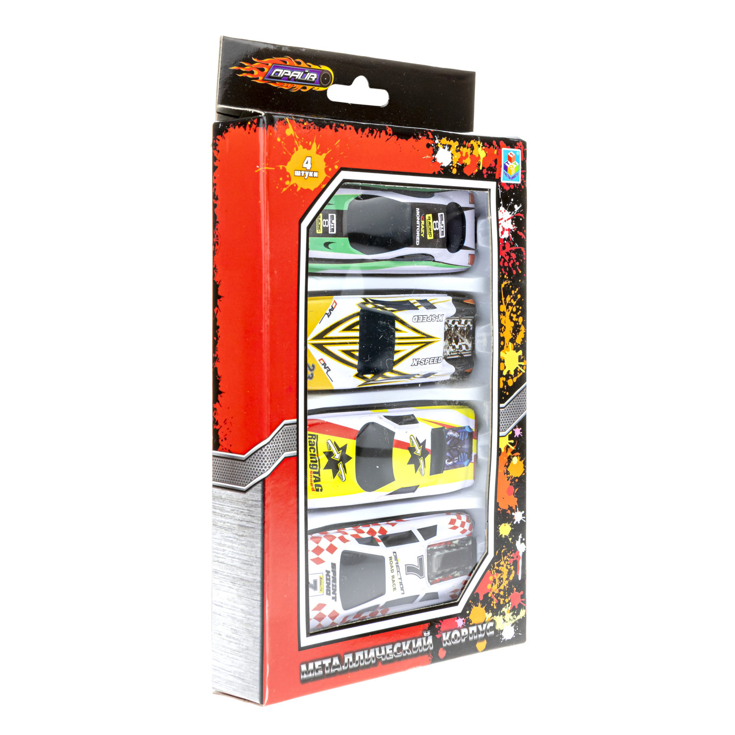 Набор металлических машинок 1TOY Драйв, гоночные, маленькие, 7 см, 4 шт.