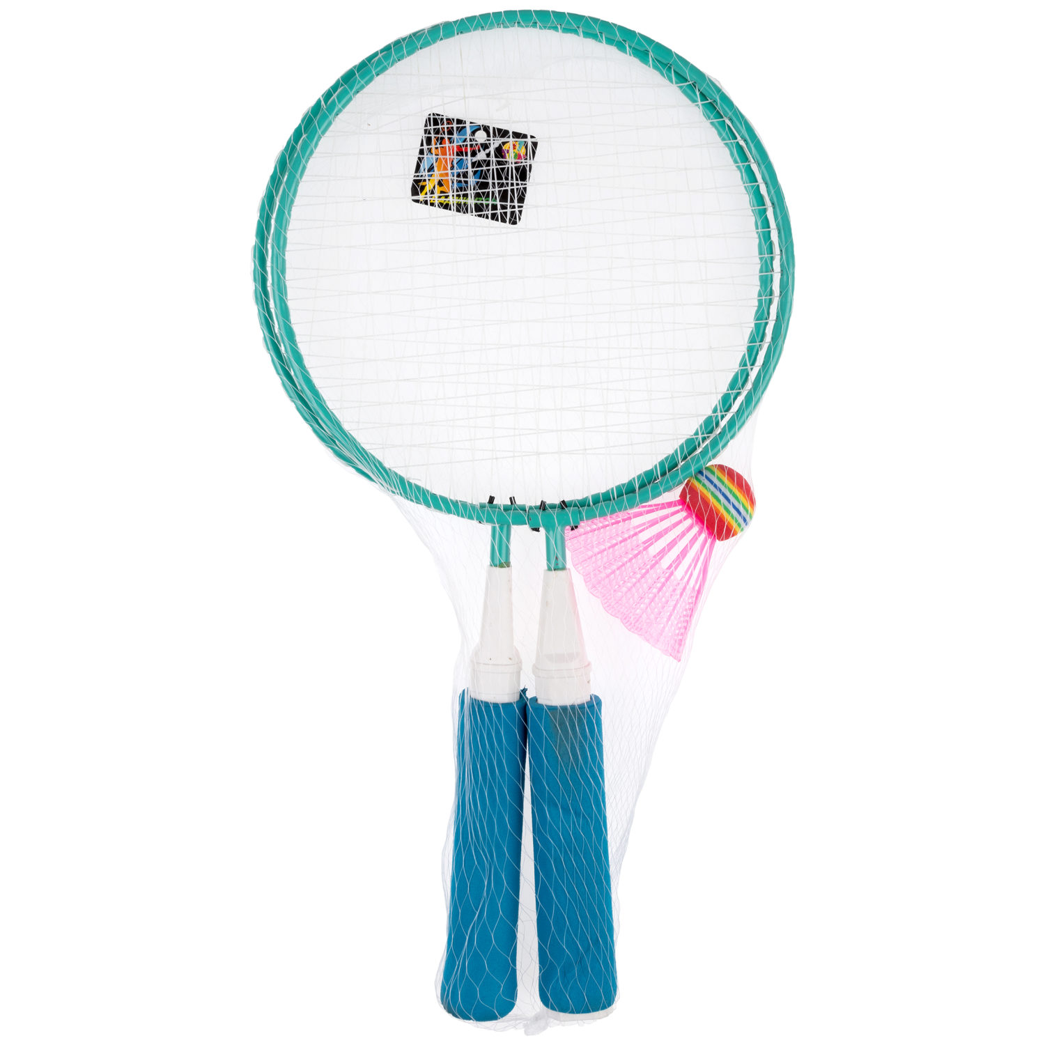 Бадминтон 1TOY 2 ракетки с мягкими ручками, 1 волан, голубой