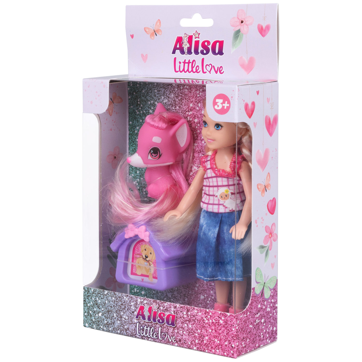 Кукла Alisa Little Love 15,2 см, блондинка, с косичками, с питомцем и переноской