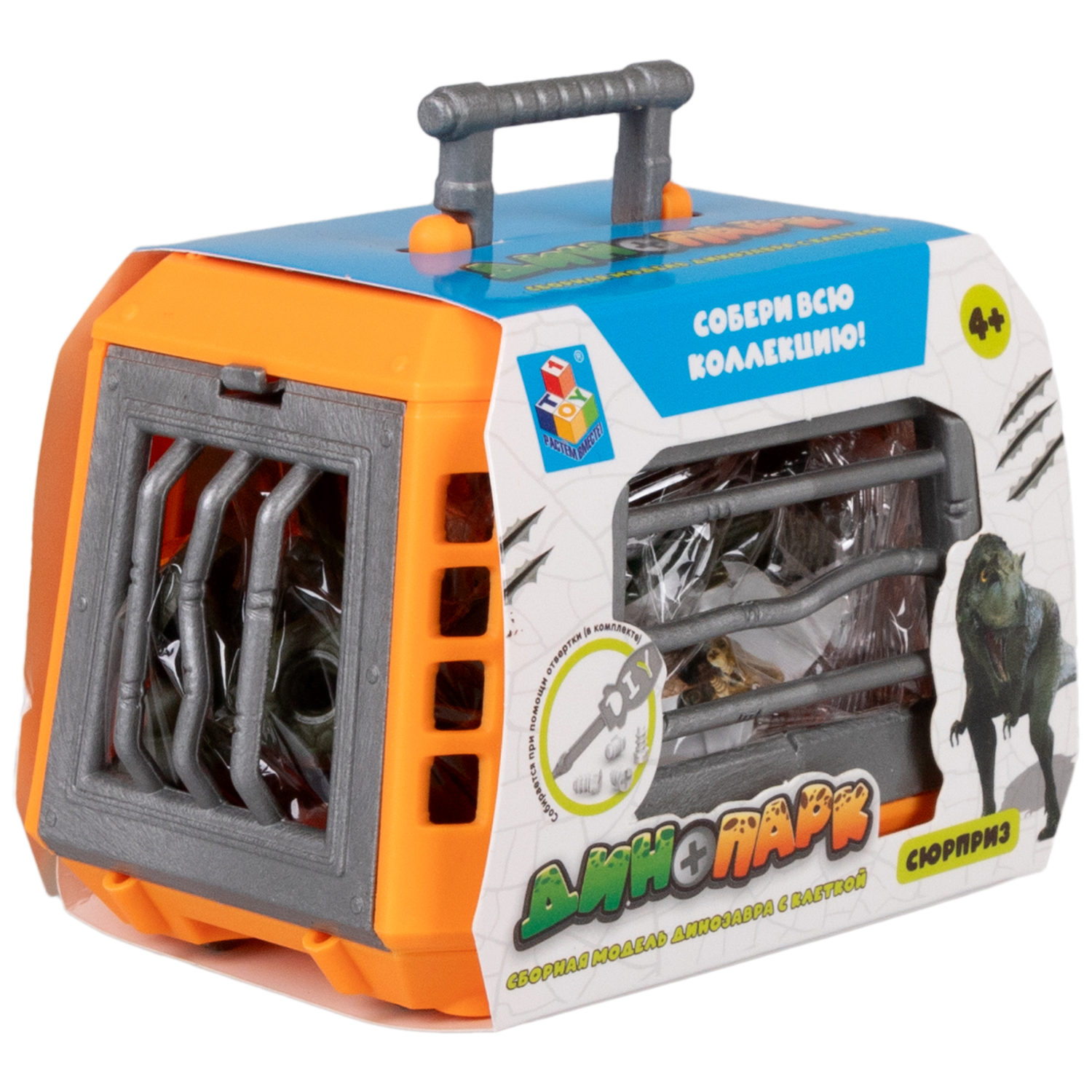 Конструктор 1TOY Динопарк "Клетка с динозавром", с отверткой, винтовой
