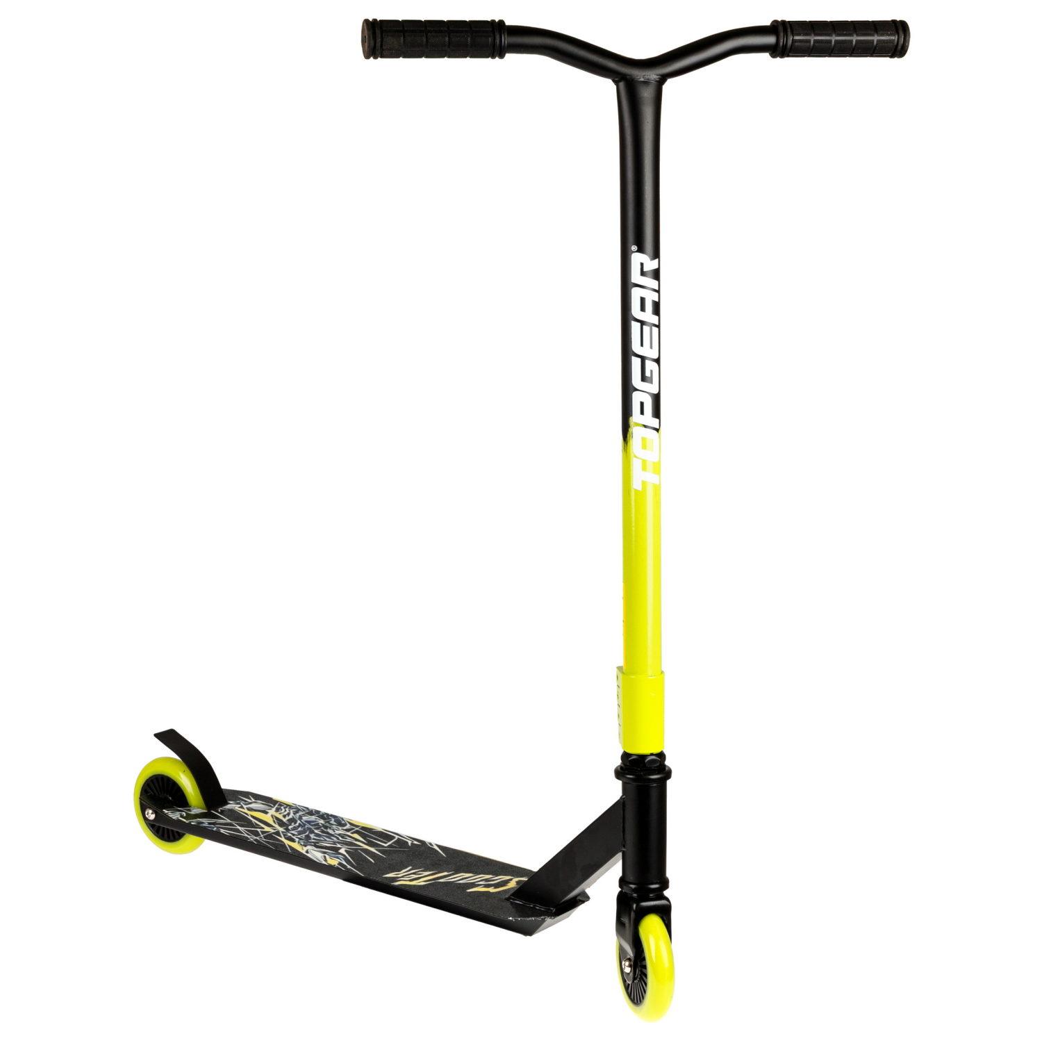 Самокат трюковый Topgear, 2-х кол. PU 2х100 мм, неопреновые грипсы, 65*48*79 см, до 100 кг, черно-зеленый