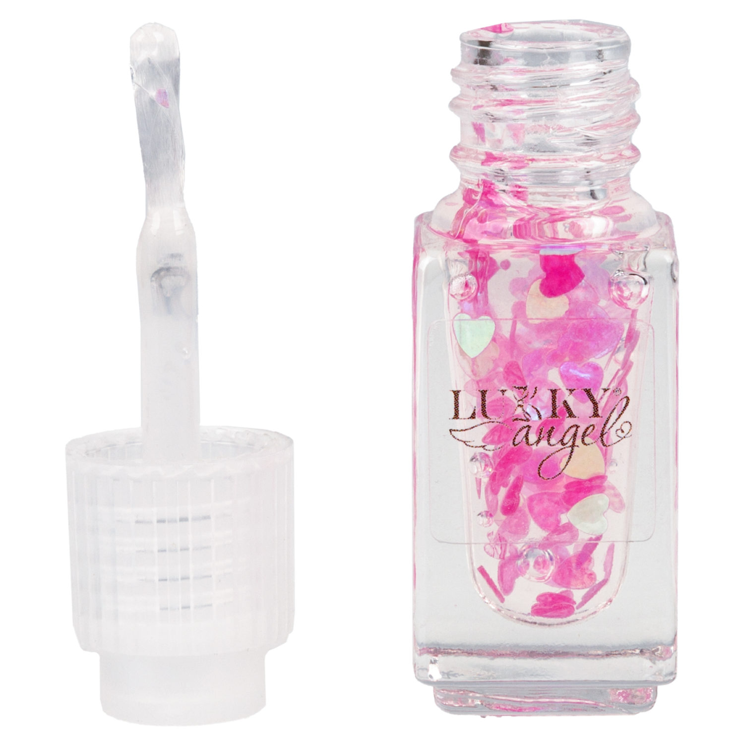 Двойной лак для детских ногтей Lukky Angel Just Duet серебряный металлик и красный с блестками, 2 по 4 мл