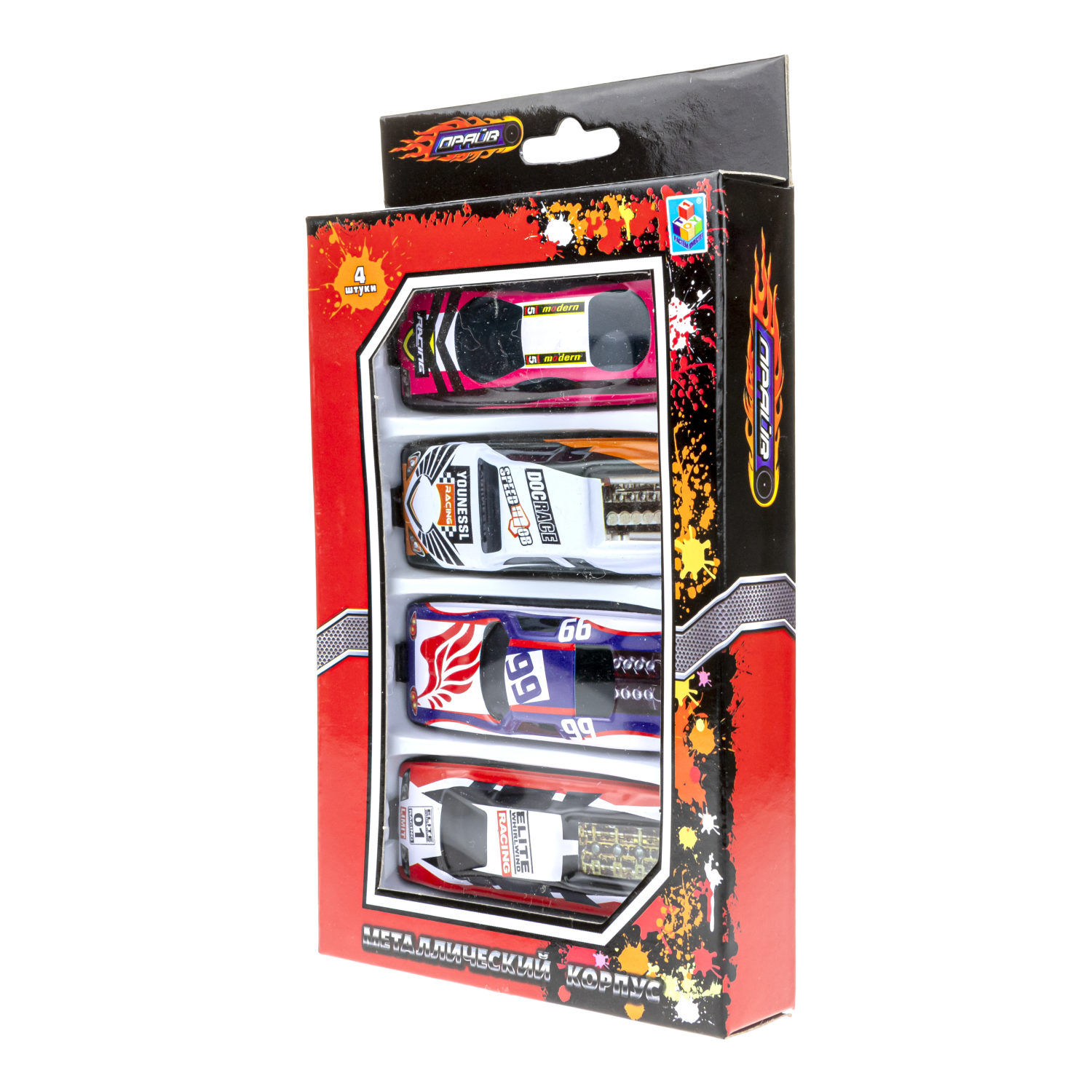 Набор металлических машинок 1TOY Драйв, гоночные, маленькие, 7 см, 4 шт.