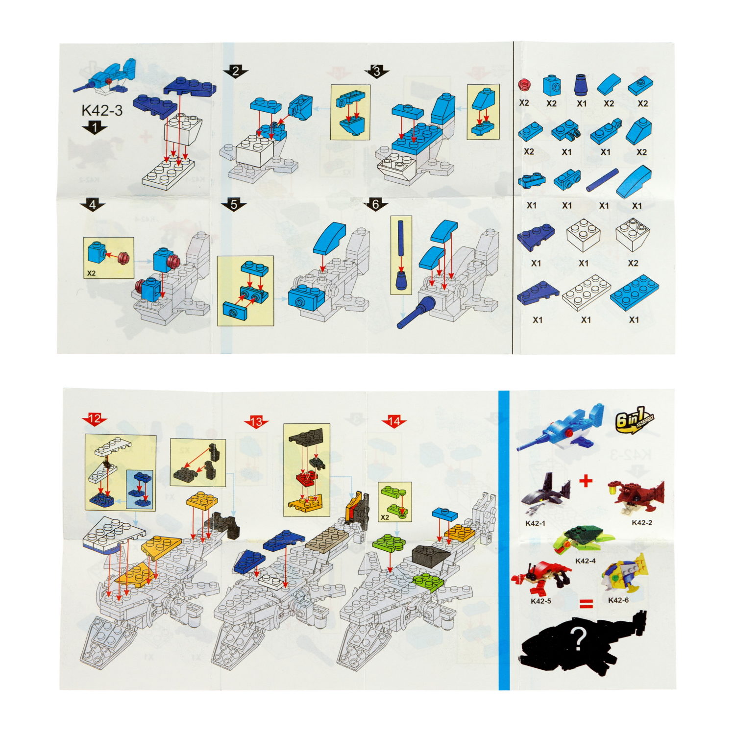 Конструктор 1TOY Blockformers "Океан", 6 видов, из 6 шт. собирается большой кит, 1 шт.