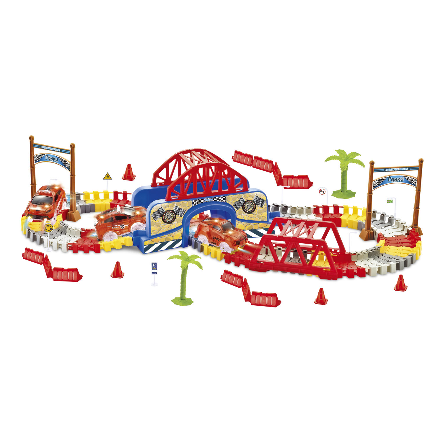 Автотрек 1TOY «Гонки», гибкий трек с машинкой